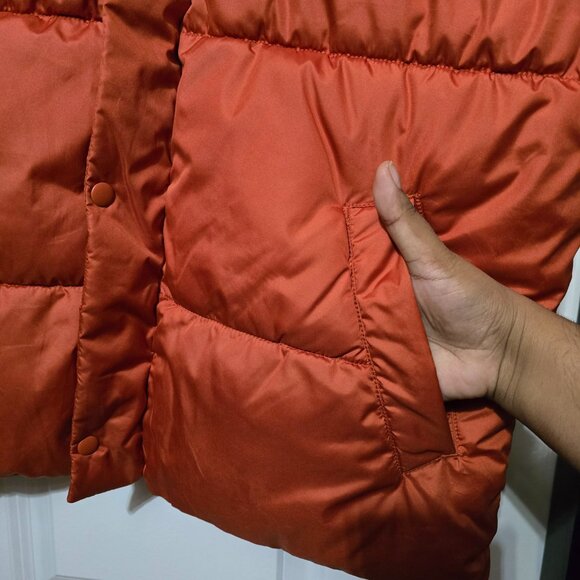 Old Navy Men's Bright Orange High Neck Puffer Vest Size Large - Picture 3 of 8